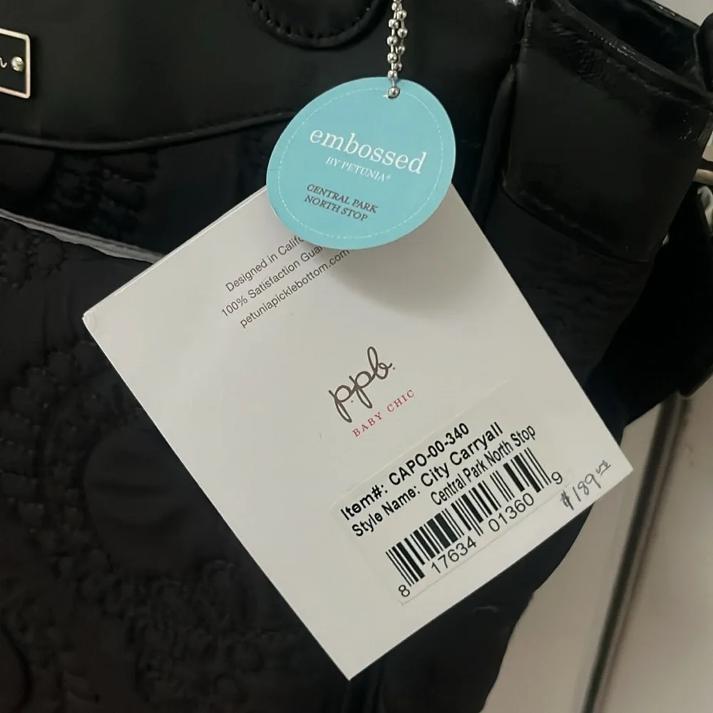Petunia Pickle Bottom Central Park North Embossed City Carryall Diaper Bag,NWT